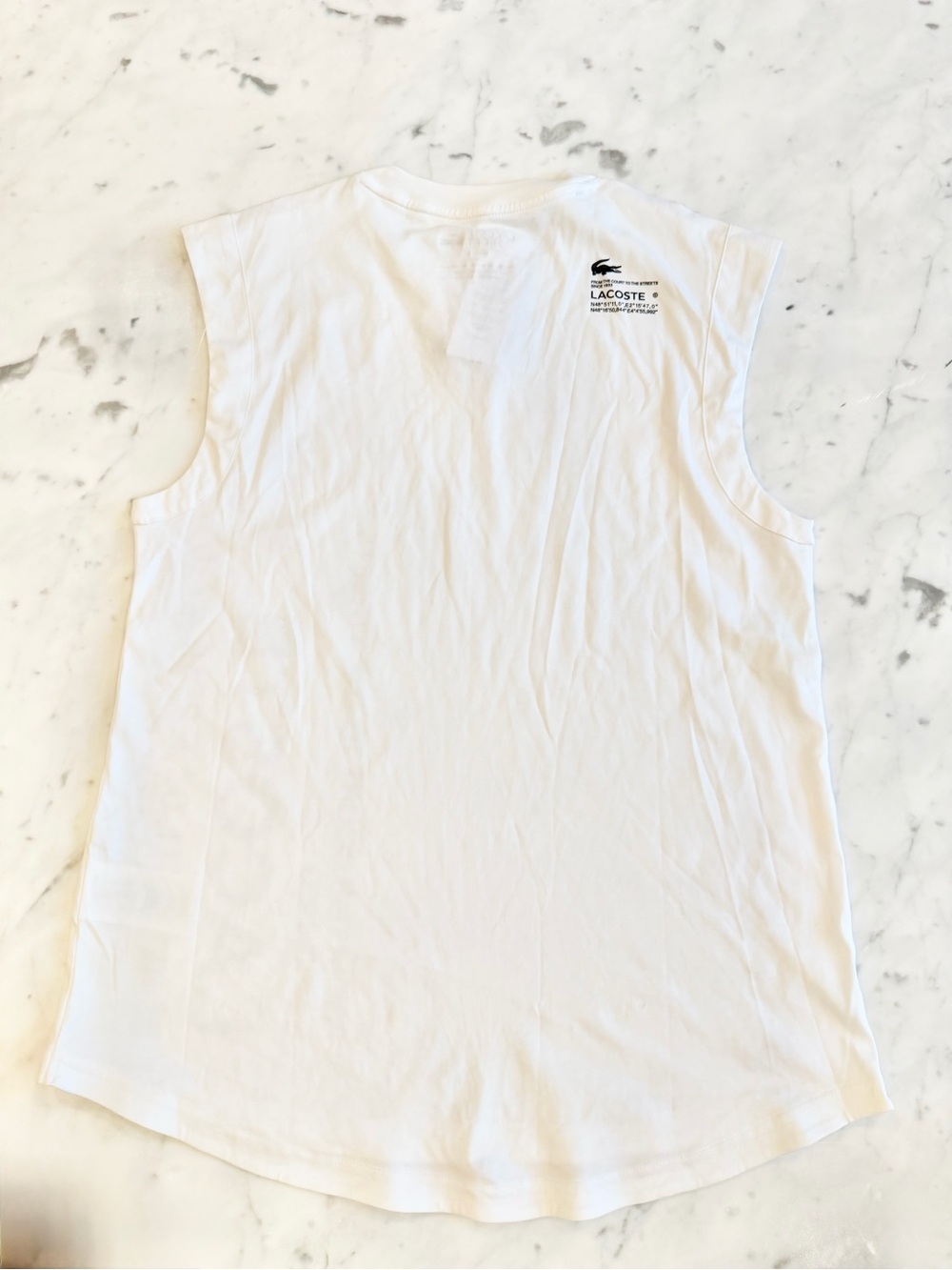 Lacoste White Sleeveless Logo Tennis Top Size Large - Picture 3 of 5